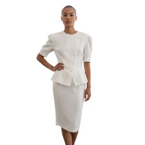 R&A Collections Vintage Women's Double Breasted Short Sleeve Skirt's set Size 10